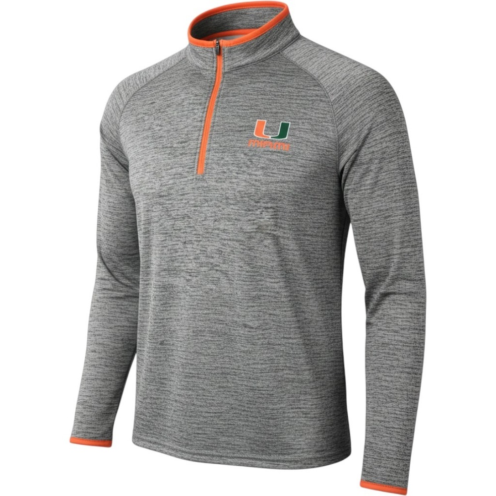 Colosseum Miami Hurricanes Quarter Zip Pullover Fitted Grey Mens Large